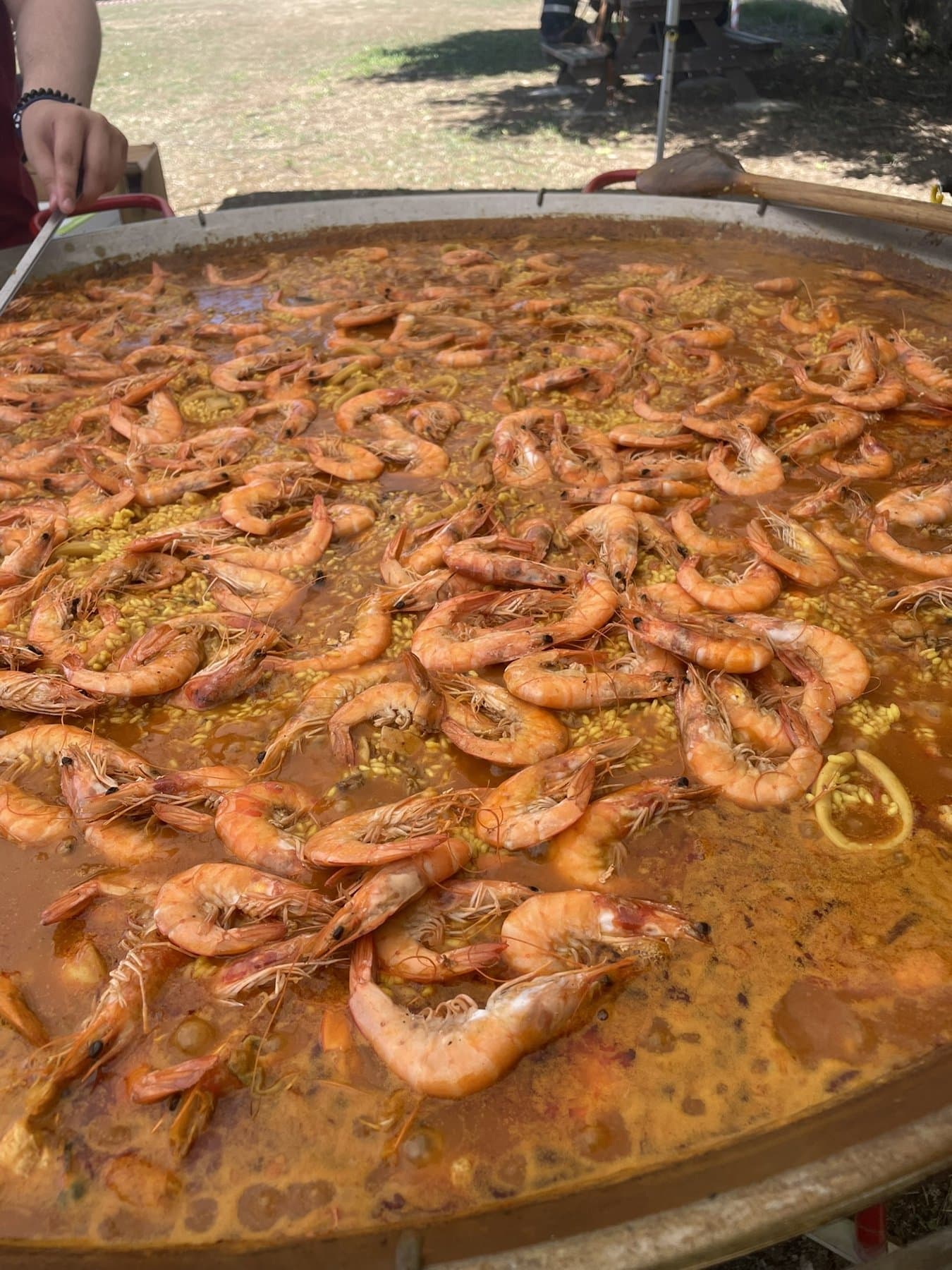 Paella de marisco para grandes grupos cocinada por Sazón Nómada